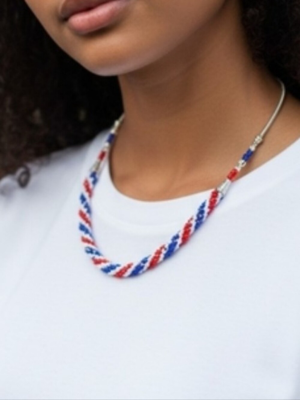 NWT Red and Blue Beaded Necklace with Accents